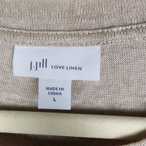 J.Jill Love Linen - Tan short sleeve knot front t-shirt Size Large Lagenlook - Picture 4 of 7